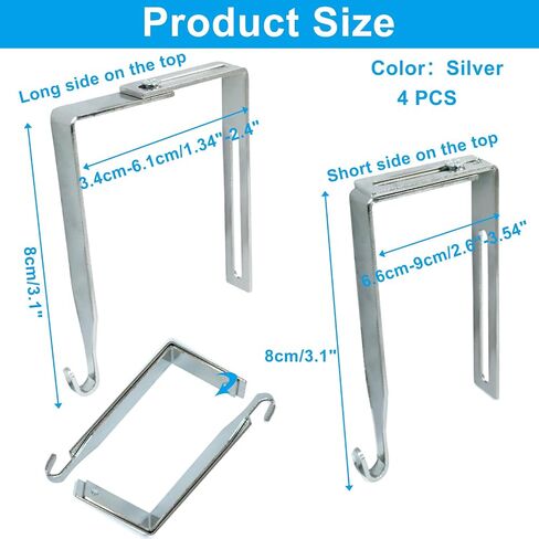 4 Packs Adjustable Cubicle Hanger, Wall Hooks Metal Universal Door Hangers with Screwdriver Fit 1-3/8" to 3-1/2" for Hats, Clothes and Bags(White) in Saudi Arabia