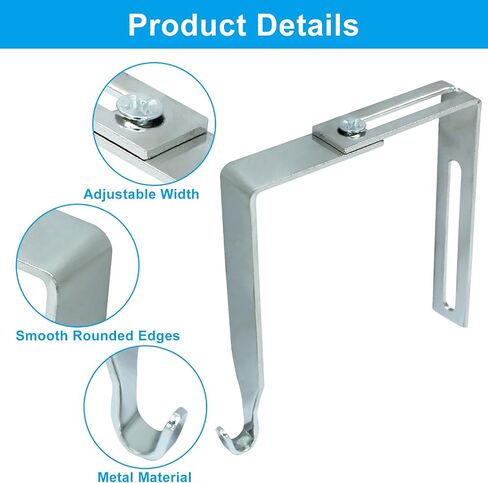 4 Packs Adjustable Cubicle Hanger, Wall Hooks Metal Universal Door Hangers with Screwdriver Fit 1-3/8" to 3-1/2" for Hats, Clothes and Bags(White) in Saudi Arabia