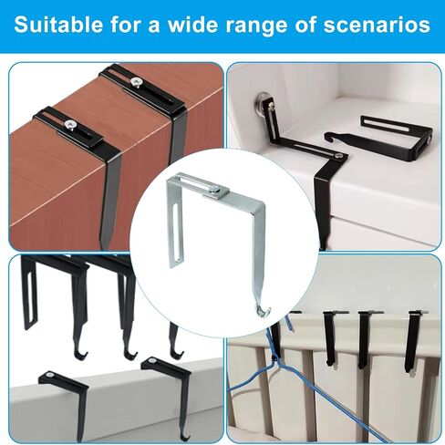 4 Packs Adjustable Cubicle Hanger, Wall Hooks Metal Universal Door Hangers with Screwdriver Fit 1-3/8" to 3-1/2" for Hats, Clothes and Bags(White) in Saudi Arabia