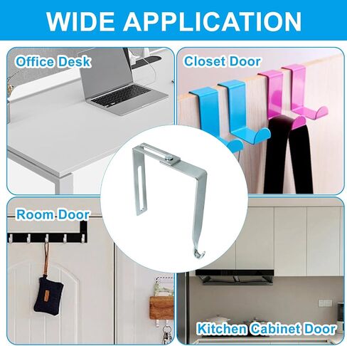 4 Packs Adjustable Cubicle Hanger, Wall Hooks Metal Universal Door Hangers with Screwdriver Fit 1-3/8" to 3-1/2" for Hats, Clothes and Bags(White) in Saudi Arabia