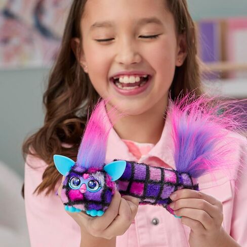 Furby DJ Furblets Dis-Co-Dazz Mini Electronic Plush Toy مع مؤثرات صوتية مضحكة ومضحكة ، تتحدث Furbish و Pink و Purple و Black in Kuwait