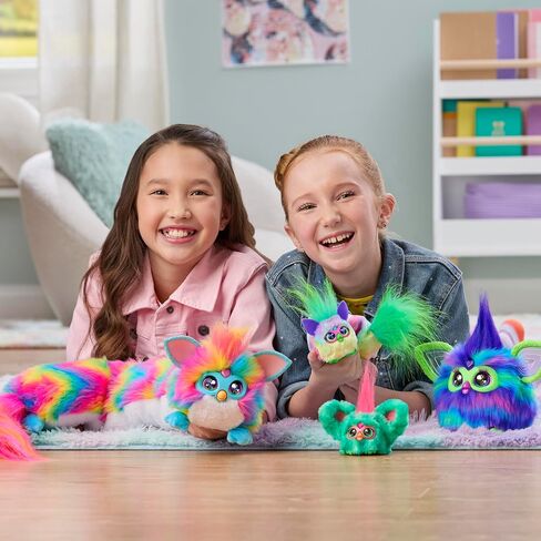 Furby DJ Furblets Dis-Co-Dazz Mini Electronic Plush Toy مع مؤثرات صوتية مضحكة ومضحكة ، تتحدث Furbish و Pink و Purple و Black in Kuwait