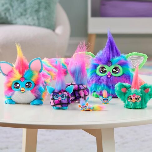 Furby DJ Furblets Dis-Co-Dazz Mini Electronic Plush Toy مع مؤثرات صوتية مضحكة ومضحكة ، تتحدث Furbish و Pink و Purple و Black in Kuwait