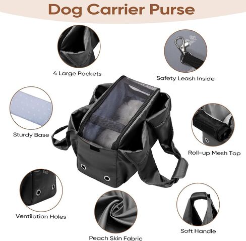 Dog Purse Carrier for Small Dogs, Cats, and Puppies – Soft-Sided Travel Pet Tote Bag with 4 Large Pockets, Foldable, Lightweight, Fits Pets up to 15 lbs, for Travel, Outings (Beige) in Saudi Arabia