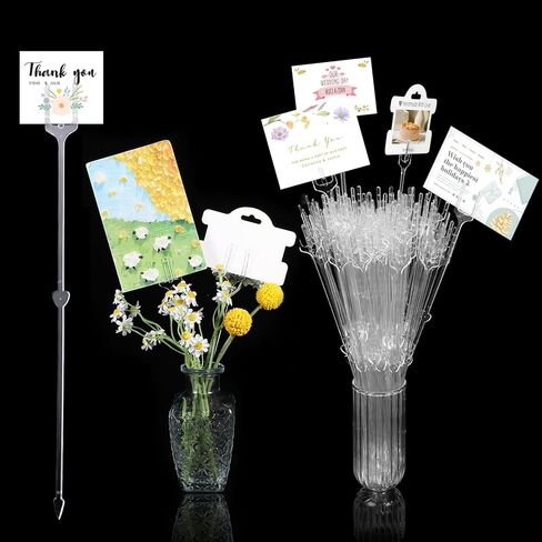 240 PCS اختيارات حامل بطاقة الأزهار ، 12.6 بوصة ، حامل بطاقة زهرة بلاستيكية صافية عصا ، باقة الأزهار. in Kuwait