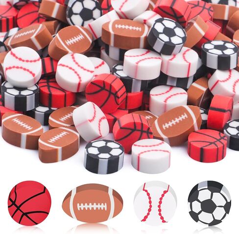 200PCs Sports Ball Mini Erasers Soccer Basketball Football Baseball Pencil Erasers Bulk for Classroom Gift Rewards Student Prizes Sport Party Favor (Sports Ball) in Kuwait