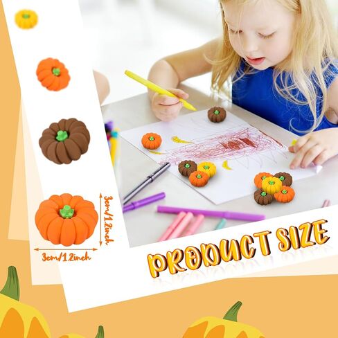 Chuangdi 150 Pcs 3D Fall Pumpkin Erasers Bulk Fall Mini Erasers Novelty Pencil Rubber Stationery for Kids Students Halloween Thanksgiving Autumn Party Favor Teacher Rewards Classroom in Saudi Arabia