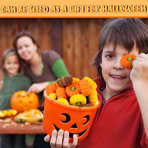 Chuangdi 150 Pcs 3D Fall Pumpkin Erasers Bulk Fall Mini Erasers Novelty Pencil Rubber Stationery for Kids Students Halloween Thanksgiving Autumn Party Favor Teacher Rewards Classroom in Saudi Arabia