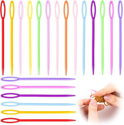 Alpinleux 20 Pcs 3.54'' Yarn Needle, Needle Threaders for Hand Sewing, Plastic Tapestry Needle, Large Eye Crochet Needle, Darning Needles for Yarn, Sewing (Multiple Colors) in Saudi Arabia