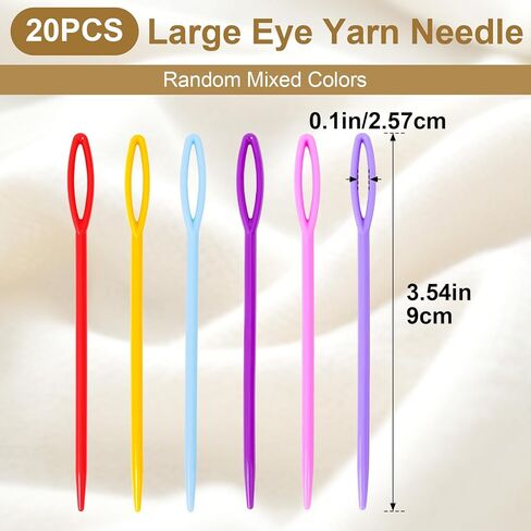 Alpinleux 20 Pcs 3.54'' Yarn Needle, Needle Threaders for Hand Sewing, Plastic Tapestry Needle, Large Eye Crochet Needle, Darning Needles for Yarn, Sewing (Multiple Colors) in Saudi Arabia