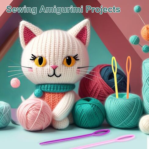 Alpinleux 20 Pcs 3.54'' Yarn Needle, Needle Threaders for Hand Sewing, Plastic Tapestry Needle, Large Eye Crochet Needle, Darning Needles for Yarn, Sewing (Multiple Colors) in Saudi Arabia