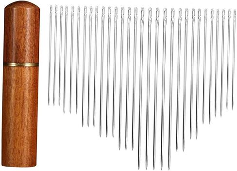 30pcs Self Threading Sewing Needles with Wooden Case for DIY Projects in Saudi Arabia