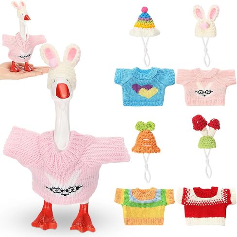 4 Set 7 Inch Mini Desk Goose Knitted Outfits Magnetic Goose Key Holder Multiple Colors Clothes for Magnetic Duck Statue Desk Key Holder Decor in Kuwait
