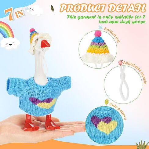 4 Set 7 Inch Mini Desk Goose Knitted Outfits Magnetic Goose Key Holder Multiple Colors Clothes for Magnetic Duck Statue Desk Key Holder Decor in Kuwait