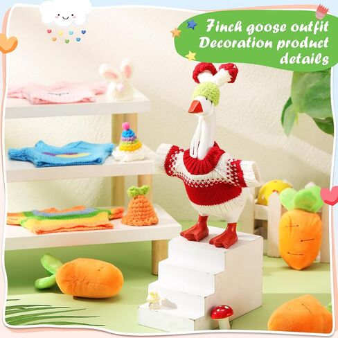 4 Set 7 Inch Mini Desk Goose Knitted Outfits Magnetic Goose Key Holder Multiple Colors Clothes for Magnetic Duck Statue Desk Key Holder Decor in Kuwait