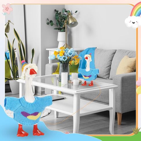 4 Set 7 Inch Mini Desk Goose Knitted Outfits Magnetic Goose Key Holder Multiple Colors Clothes for Magnetic Duck Statue Desk Key Holder Decor in Kuwait