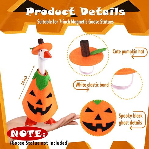 Halloween Desk Goose Outfits, Halloween Goose Pumpkin Costume Fall Mini Desk Geese Clothes Desk Geese Accessories for 7 Inch Magnetic Goose Statue in Saudi Arabia