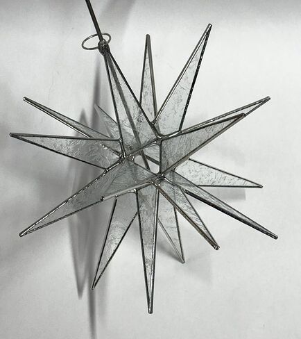 Moravian Star Tree Topper Stained Glass Christmas 18 Point Bethlehem Star 10" Glue Chip Glass in Saudi Arabia