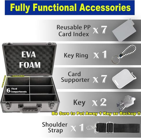 صندوق تخزين بطاقات محمول قابل للقفل مع قفل مفتاح مع مقبض وحزام الكتف لعملية التحميل والبطاقة المتدرجة وجمع الرياضة والتخزين والتداول in Kuwait
