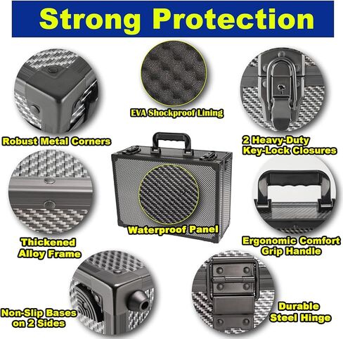 صندوق تخزين بطاقات محمول قابل للقفل مع قفل مفتاح مع مقبض وحزام الكتف لعملية التحميل والبطاقة المتدرجة وجمع الرياضة والتخزين والتداول in Kuwait