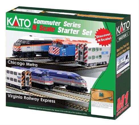 Kato USA ، Inc. N F40PH Commuter Train Starter Set Chicago Metra ، KAT1060037 in Saudi Arabia