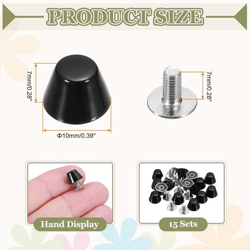 PATIKIL 10mm Screw Back Rivets Stud, 15 Sets Purse Handbag Feet Round Flat Nailhead Flat Head Stud Rivet Spike Leathercraft for DIY Leather Luggage Collar Belt Shoes, Red in Saudi Arabia