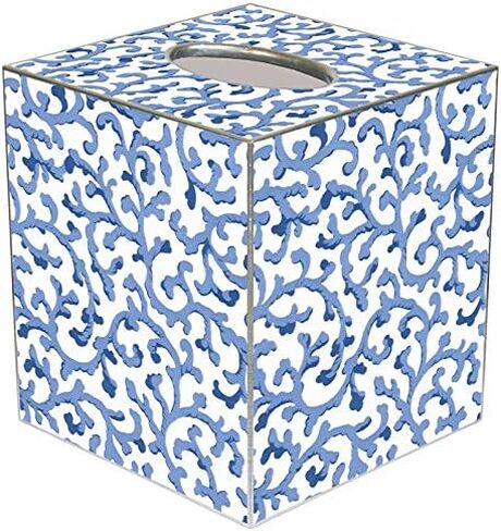 Blue Waverly Scroll Paper Mache Tissue Box Cover in Saudi Arabia