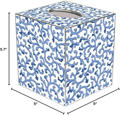 Blue Waverly Scroll Paper Mache Tissue Box Cover in Saudi Arabia