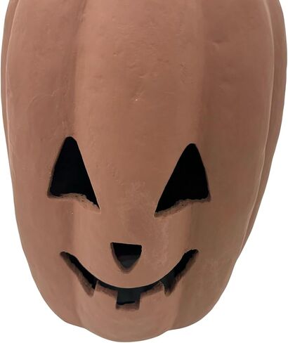 12" H Halloween Brown Paper Mache Pumpkin Decoration – Lightweight Tabletop Jack-O'-Lantern for Fall, DIY Crafts, Eco-Friendly Autumn Decor in Saudi Arabia