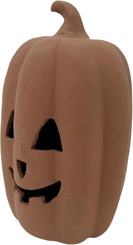 12" H Halloween Brown Paper Mache Pumpkin Decoration – Lightweight Tabletop Jack-O'-Lantern for Fall, DIY Crafts, Eco-Friendly Autumn Decor in Saudi Arabia