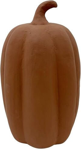 12" H Halloween Brown Paper Mache Pumpkin Decoration – Lightweight Tabletop Jack-O'-Lantern for Fall, DIY Crafts, Eco-Friendly Autumn Decor in Saudi Arabia