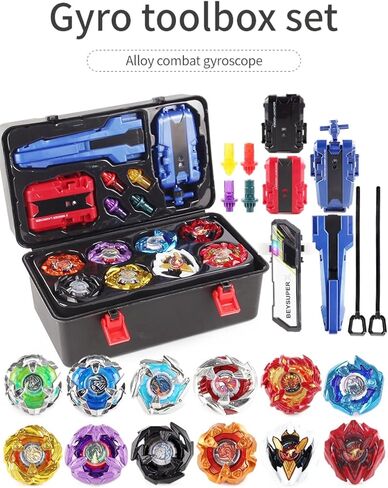 مجموعة القتال العليا ، X Burst Gyro Toys 12 Tops Tops 3 Launchers Combat BX Watling Game مع هدية مربع تخزين محمولة للأطفال الأولاد 0671 in Saudi Arabia