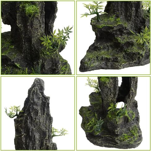 Mairuker Large and Tall Aquarium Mountain View Decoration Fish Tank Rock Thematic Ornaments Tree House Cave Fish Tank Decorations for Betta Cichlid Caves Aquarium Decor in Kuwait