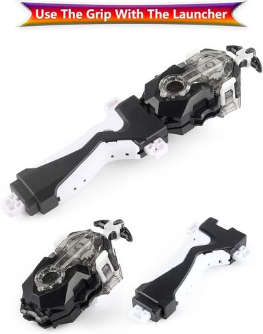 Bey Battling Tops Burst B-184 Launcher and Grip, Custom Bey Launcher LR Left Right Spin DB Layer System Compatible with All Bey Burst Series (Black) in Kuwait