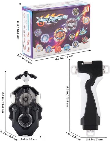 Bey Battling Tops Burst B-184 Launcher and Grip, Custom Bey Launcher LR Left Right Spin DB Layer System Compatible with All Bey Burst Series (Black) in Kuwait