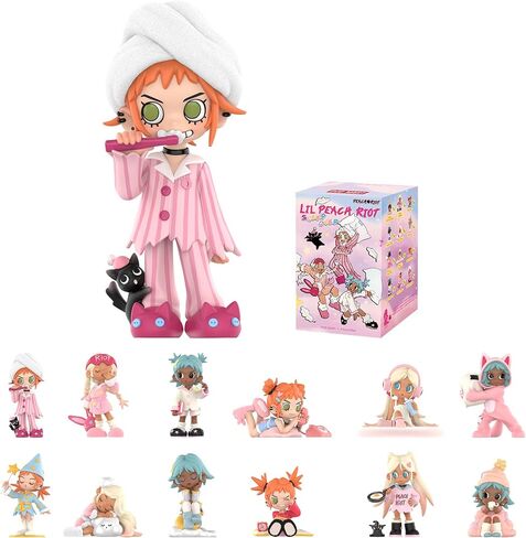 POP MART Lil Peach Riot Sleepover Series Blind Box Figures, Random Design Action Figures Collectible Toys Home Decorations, Holiday Birthday Gifts for Girls and Boys, Single Box in Saudi Arabia