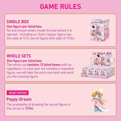 POP MART Lil Peach Riot Sleepover Series Blind Box Figures, Random Design Action Figures Collectible Toys Home Decorations, Holiday Birthday Gifts for Girls and Boys, Single Box in Saudi Arabia