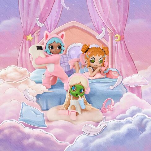 POP MART Lil Peach Riot Sleepover Series Blind Box Figures, Random Design Action Figures Collectible Toys Home Decorations, Holiday Birthday Gifts for Girls and Boys, Single Box in Saudi Arabia