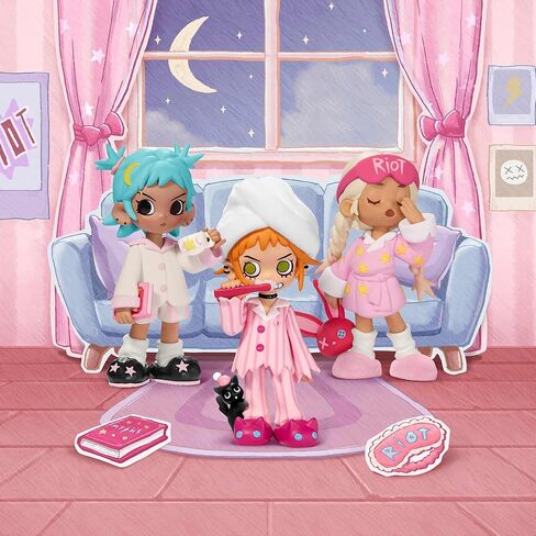 POP MART Lil Peach Riot Sleepover Series Blind Box Figures, Random Design Action Figures Collectible Toys Home Decorations, Holiday Birthday Gifts for Girls and Boys, Single Box in Saudi Arabia