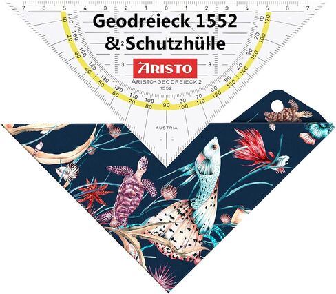AR18002B Set Square AR1552 with Matching Geocover Protective Cover Marine Life (Triangle Hypotenuse 16 cm, Ink Nubs and Facets, Cover with Holes for Filing) Multi-Coloured and Transparent in Saudi Arabia