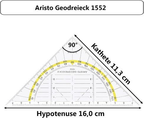 AR18002B Set Square AR1552 with Matching Geocover Protective Cover Marine Life (Triangle Hypotenuse 16 cm, Ink Nubs and Facets, Cover with Holes for Filing) Multi-Coloured and Transparent in Saudi Arabia
