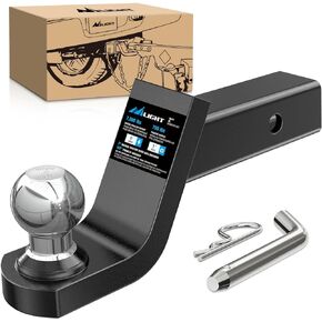 Nilight Fusion Trailer Hitch Mount with 2 Inch Trailer Ball & 5/8" Hitch Pin Clip Fits 2-Inch Receiver 7500 lbs 4" Drop, 2 Years Warranty