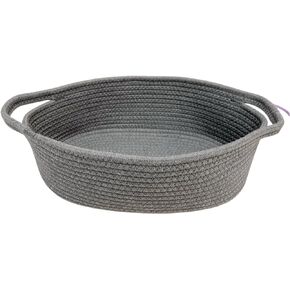 GIFTEXPRESS White Woven Basket - 13" x 8" x 5" Cotton Rope Organizing Baskets for Baby Items or Cat & Dog Toys - Cute Soft Gift Storage Bin w/Handles