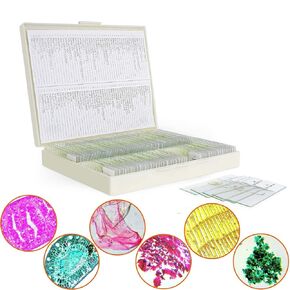 100 Microscope Slides with Specimens for Kids, Prepared Microscope Slides with Plants Animals Insects, Microscope Slides for Adults Kids Students Homeschool Use