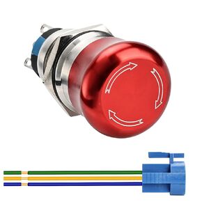 APIELE 19mm Metal Emergency Stop Push Button Swicth Latching 12-250V Stianless Steel 0.74" Mouting Hole
