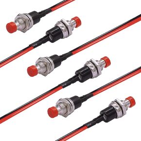 TWTADE/6Pcs Momentary 1A 250V AC Mini Push Button Switch 2 Pin SPST NO (Normally Open) with Wire PBS-110-X-BK