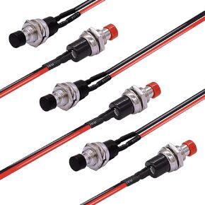 TWTADE/6Pcs Momentary 1A 250V AC Mini Push Button Switch 2 Pin SPST NO (Normally Open) with Wire PBS-110-X-BK