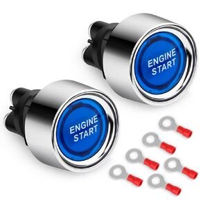 2pcs 12V 50A Momentary Start Switch, Engine Start Push Button Ignition Switch with Blue Led for Cars Trucks