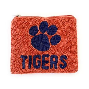 Tigers Coin Pouch Purse, Orange Blue Pouch, Small Wallets to Hold Coins Airpods and more, Orange Gift Card Pouch