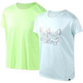 New Balance Girls' Active T-Shirt - 2 Pack Performance Short Sleeve Shirts - Cute Athletic Graphic Tees for Girls (7-16)
